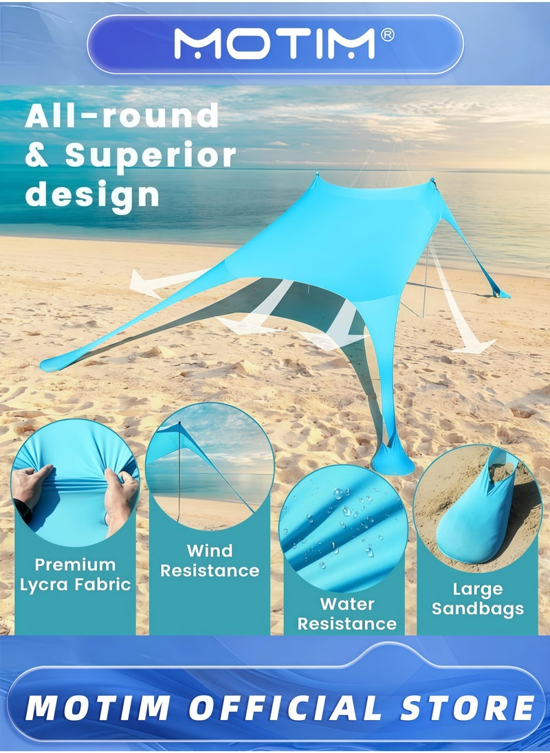 Motim - Sun Shade for Beach Portable Sun Shelter with Extra Windproof Rope for Stable Sun Protection Easy Setup for Family Outdoor Beach Camping Fishing and Backyard Picnics（200*210*150cm） - Image 1
