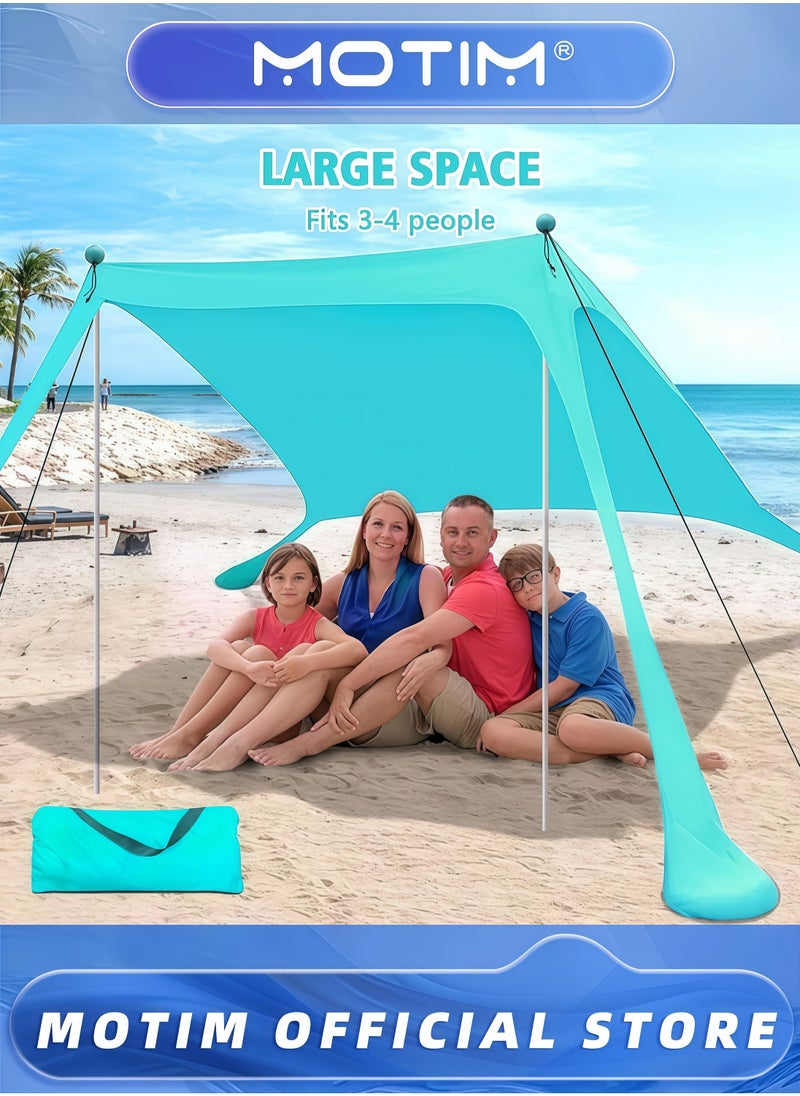 Motim - Sun Shade for Beach Portable Sun Shelter with Extra Windproof Rope for Stable Sun Protection Easy Setup for Family Outdoor Beach Camping Fishing and Backyard Picnics（200*210*150cm） - Image 1