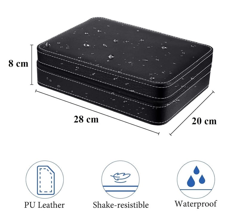BucketList 10-slot Watchbox Portable Travel Zipper PU Leather Storage Case Jewellery Storage Box Display Box, Watch Storage Box for Business Trips and Gifts Larger Capacity Black - Image 4