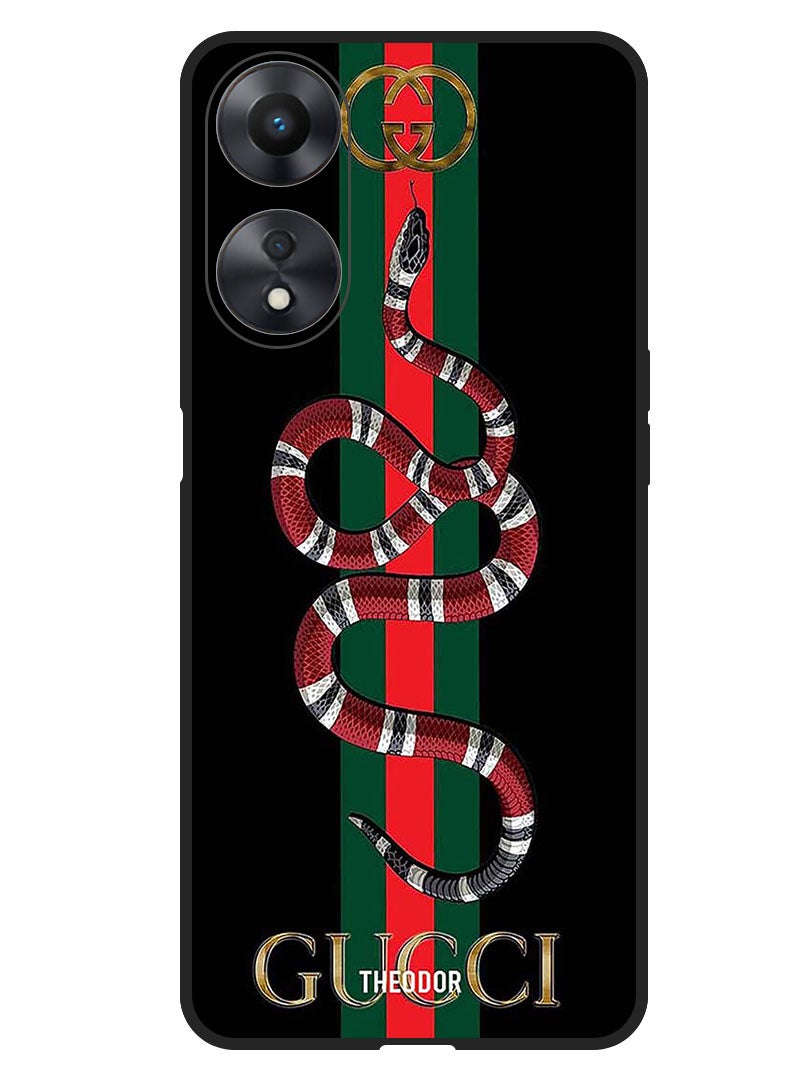 Theodor Protective Case Anti Scratch Shock Proof Bumper Cover For Oppo A1 5G Red Snake On Green Strip - Image 1