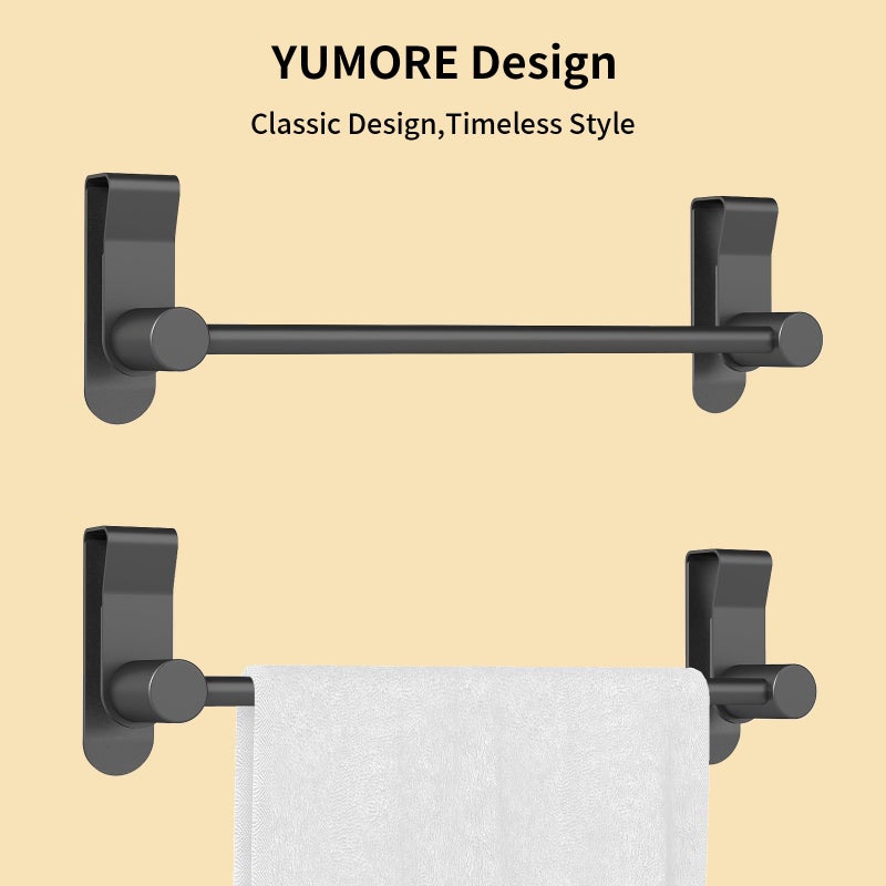 YUMORE Matte Black Over Door Towel Rack, Stainless Steel Over Cabinet Cupboard Towel Bar Kitchen Bathroom Towel Holder, Storage Dish Towel Holder, 2 Pack, - Image 5