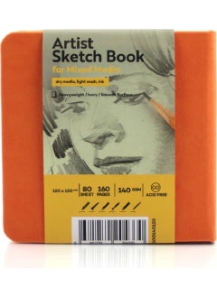 Hobi Market Art Hobby Market Art Sketchbook Hard Cover Sketch Drawing Book 140 Gr. 12X12 cm. 80 Ed. Orange  - Image 1