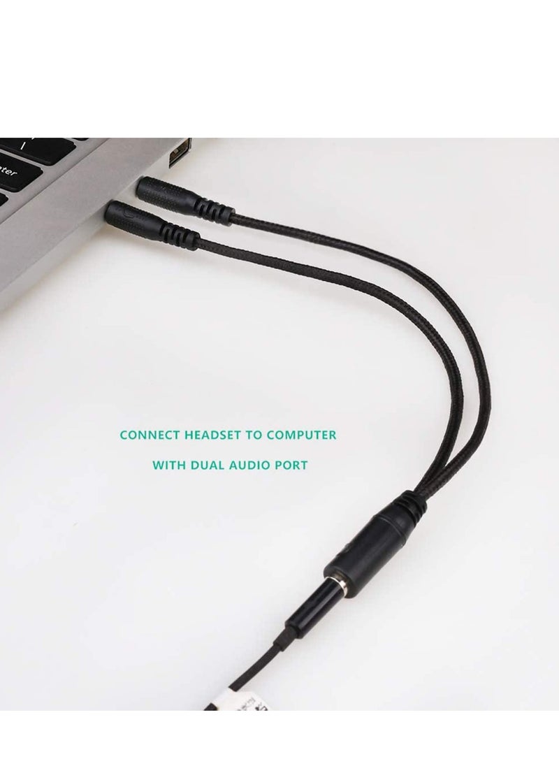 SYOSI - Headset Splitter Headphone Microphone Adapter, 3.5mm for Audio Stereo and MIC for Phones, Computers, MP3, Tablet -22CM - Image 1
