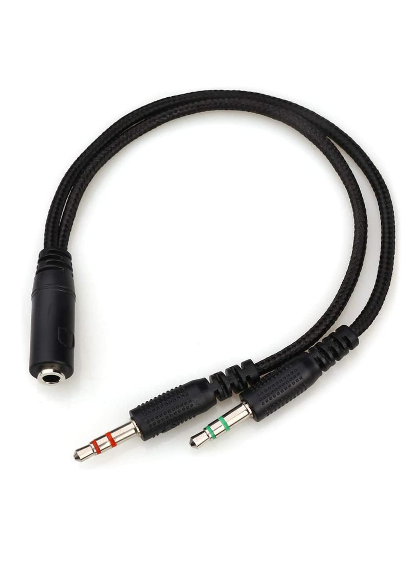 SYOSI - Headset Splitter Headphone Microphone Adapter, 3.5mm for Audio Stereo and MIC for Phones, Computers, MP3, Tablet -22CM - Image 1