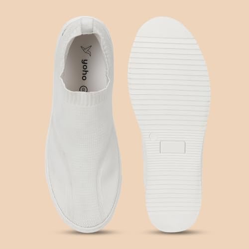 YOHO FreeStep spacious and casual slip on shoes | Comfortable for long hours of walking | Outperforms memory foam | Arch support Insole | White - UK 8 - Image 4
