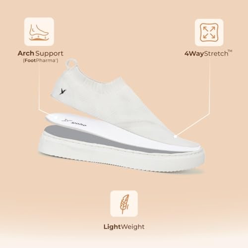 YOHO FreeStep spacious and casual slip on shoes | Comfortable for long hours of walking | Outperforms memory foam | Arch support Insole | White - UK 8 - Image 5