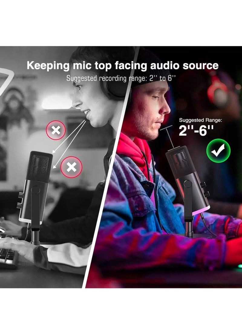 FIFINE - AM8 USB/XLR Dynamic Microphone for Podcast Recording, PC Computer Gaming Streaming Mic with RGB Light, Mute Button, Headphones Jack, Desktop Stand, Vocal Mic for Singing YouTube- - Image 1