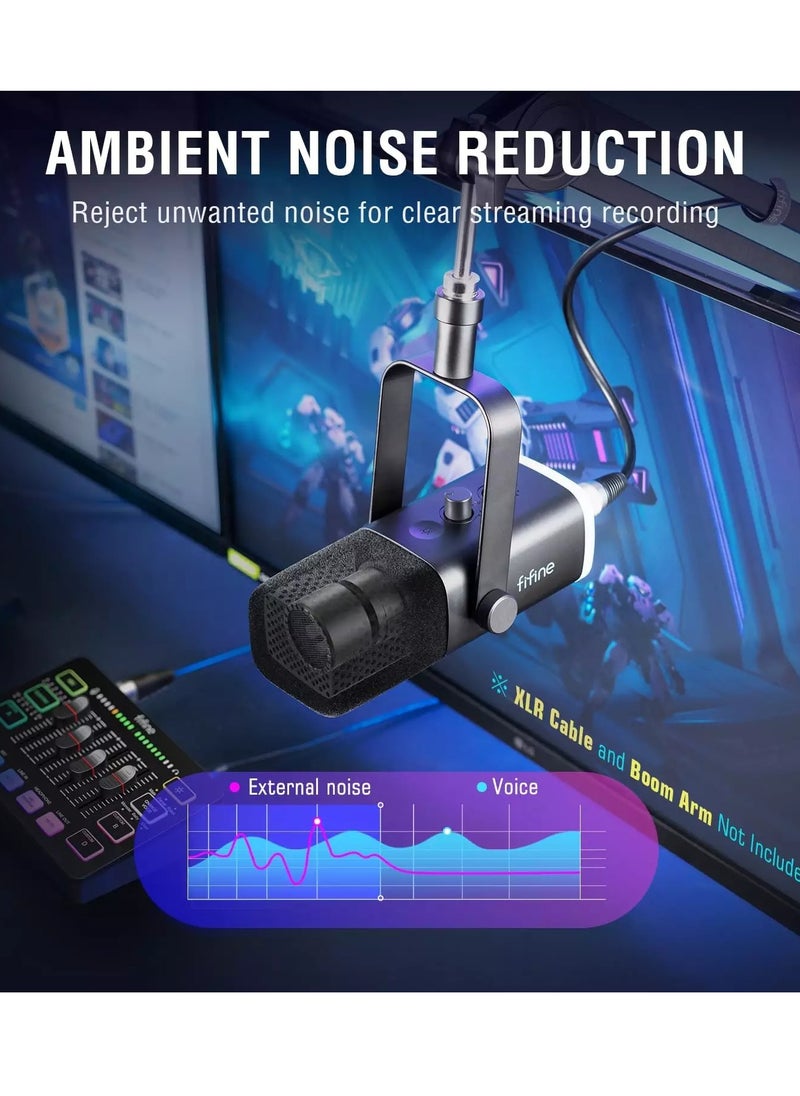 FIFINE - AM8 USB/XLR Dynamic Microphone for Podcast Recording, PC Computer Gaming Streaming Mic with RGB Light, Mute Button, Headphones Jack, Desktop Stand, Vocal Mic for Singing YouTube- - Image 1