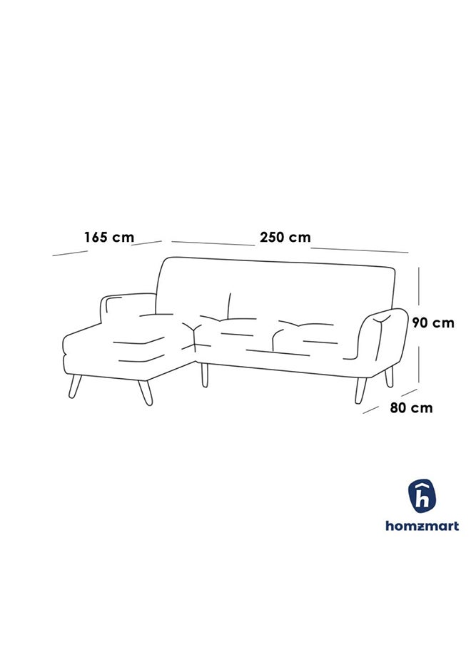 Homzmart - Swedish Wood and Linen L-Shape Sofa - Blue - Image 1