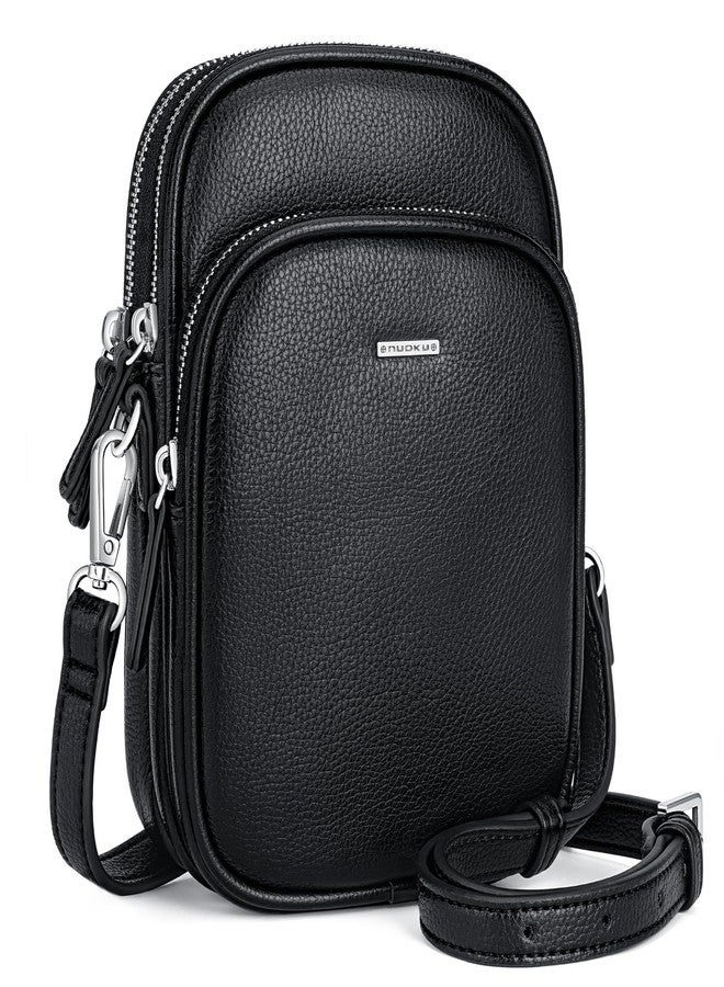 nuoku Small Crossbody Purse for Women, Vegan Leather Crossbody Bags for Women Small Size with Card Slots (Black) - Image 1