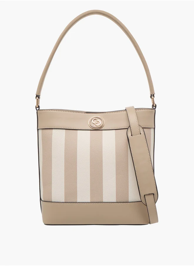 سيليست Striped Bucket Bag with Detachable Strap