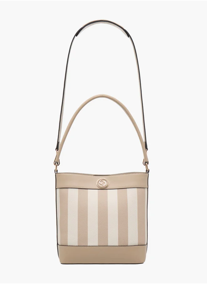 سيليست Striped Bucket Bag with Detachable Strap