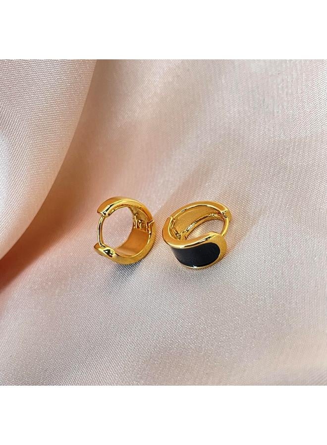 Retro Hong Kong-style High-end Semi-round Oil Drop Earrings Women's All-match Exquisite Small Fashion Design Sense New