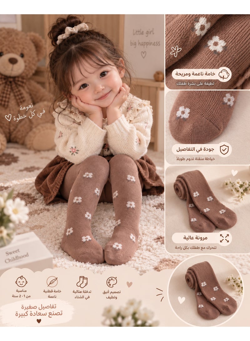 Kids Winter Leggings with a Soft Fleece-Lined Interior, Designed to Help Retain Warmth and Provide Comfort During Cold Weather. These Warm Children's Winter Pants Feature an Enclosed Footed Design for Extra Coverage and Cozy Warmth. Ideal as Winter Footed Tights for Everyday Wear. Suitable for Children Aged 1–2 Years. - Image 1