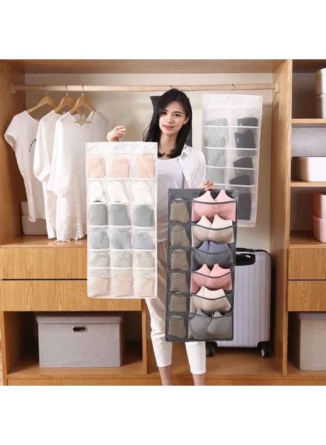 Hanging Double-Sided Underwear & Sock Organizer - Dual-Sided Closet Storage Bag with 30 Mesh Pockets - Space-Saving Bra, Briefs, and Accessory Hanger - Transparent Breathable Wardrobe Pantry Organizer - Image 1