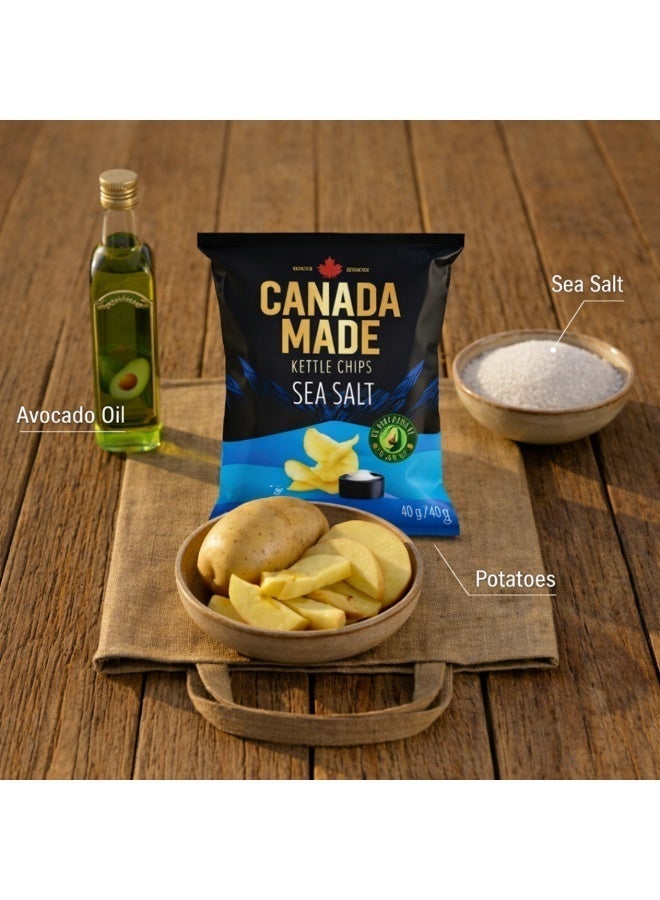 Canada Made Healthy Snacks - 100% Avocado Oil Kettle Cooked Potato Chips - Sea Salt Flavor, Vegan, Gluten Free, Nut Free Healthy Chips - Made in Canada Snacks - 40g Bag - Image 2