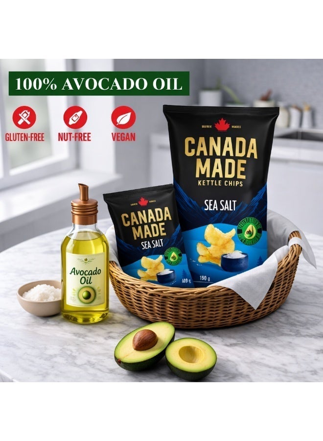 Canada Made Healthy Snacks - 100% Avocado Oil Kettle Cooked Potato Chips - Sea Salt Flavor, Vegan, Gluten Free, Nut Free Healthy Chips - Made in Canada Snacks - 40g Bag - Image 3
