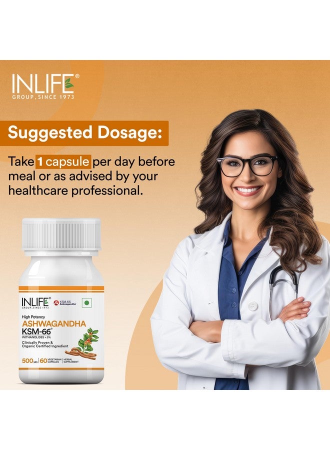 INLIFE أشواغاندا KSM-66 (500 ملغ) | 60 كبسولة | تركيبة طبيعية قوية إضافية | تدعم القوة والطاقة | مستخلص ويثانيا سومنيفيرا (عبوة من 1) (عبوة من 1، 60، عدد) - Image 4