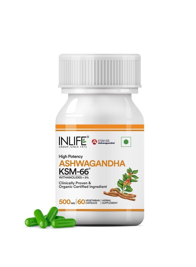 INLIFE أشواغاندا KSM-66 (500 ملغ) | 60 كبسولة | تركيبة طبيعية قوية إضافية | تدعم القوة والطاقة | مستخلص ويثانيا سومنيفيرا (عبوة من 1) (عبوة من 1، 60، عدد) - Image 1