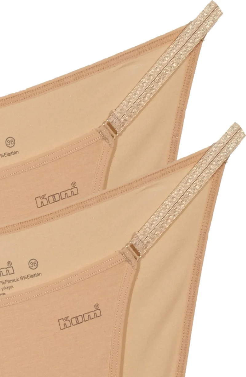 KOM Patternless Cotton Modal Women's Slip Panties Basic Thong 2-Pack