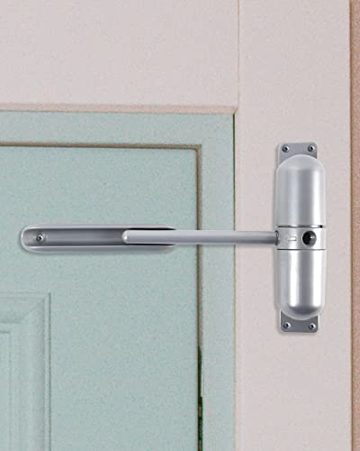 Skywin Automatic Door Closer Large Auto Door Closer Hinge to Self Closing Door with Safety Spring for Home or Business Grey - Image 1