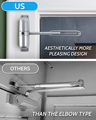 Skywin Automatic Door Closer Large Auto Door Closer Hinge to Self Closing Door with Safety Spring for Home or Business Grey - Image 3