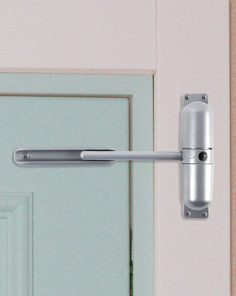 Skywin Automatic Door Closer Large Auto Door Closer Hinge to Self Closing Door with Safety Spring for Home or Business Grey - Image 2