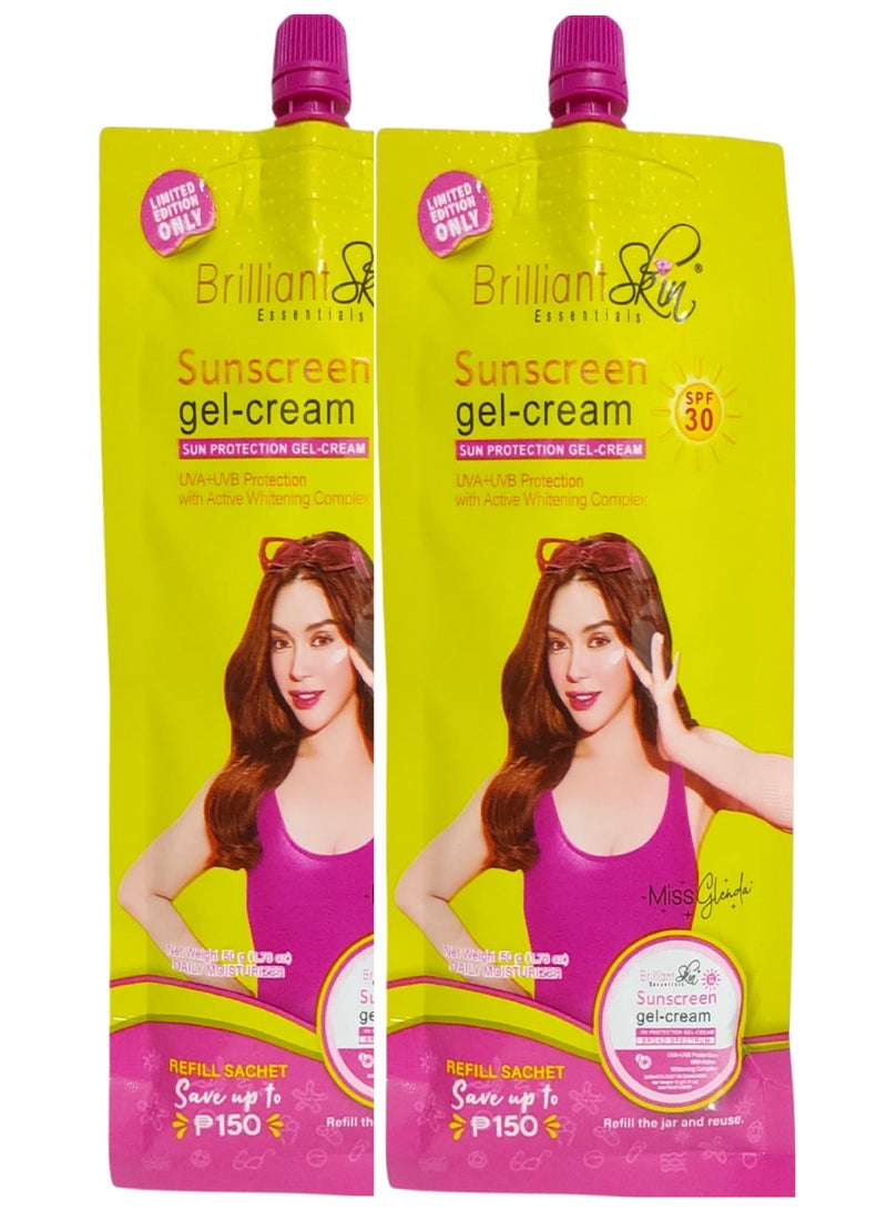 بريليانت سكين قطعتان من جل كريم واقي من الشمس بعامل حماية 30 (ميس غليندا) 2 × 50 غرام - Image 1