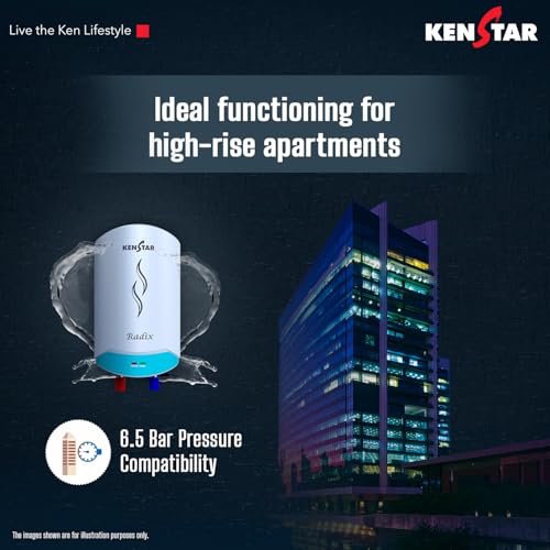 Kenstar Radix |3L|3000-Watts Powerful Heating | Electric Instant Water Heater (Geyser) |High Grade SS Tank with Advanced 4 Level Safety| Rust-Proof| White| Wall Mounting - Image 3