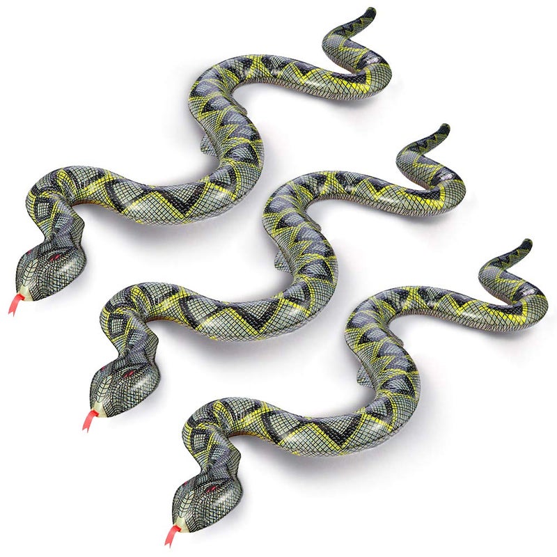 FUTUREPLUSX 3PCS Inflatable Fake Snake 39 inch Inflatable Animals Blow Up Pool Snake Floats for Jungle Party Decorations Reptile Rainforest Theme Decor - Image 3