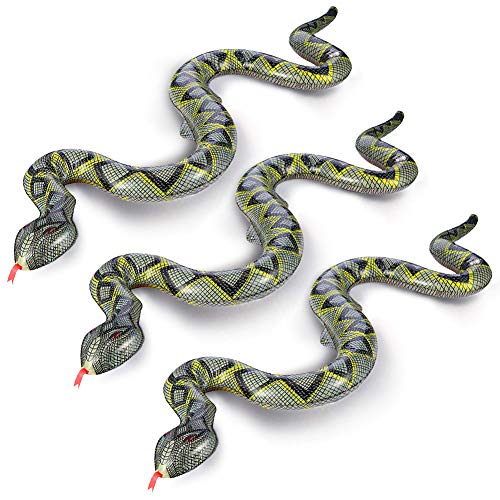 FUTUREPLUSX 3PCS Inflatable Fake Snake 39 inch Inflatable Animals Blow Up Pool Snake Floats for Jungle Party Decorations Reptile Rainforest Theme Decor - Image 1