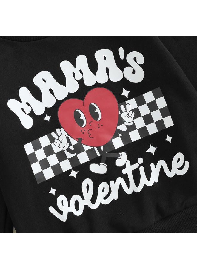 Thorn Tree Toddler Boys Girls Clothes Mama's Valentiens Sweatshirt Long Pants Spring Winter Unisex Baby Outfits (White & Red Set,6-12 Months) - Image 4