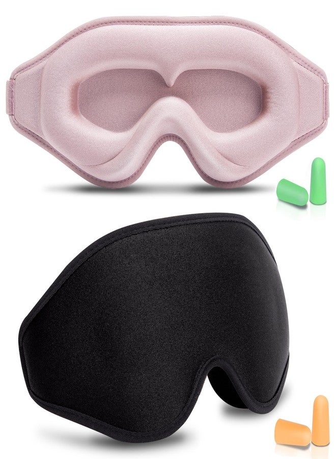 BeeVines 2 Pack 3D Contoured Sleep Mask Eye Mask for False Eyelash Extensions for Men & Women, Eye Mask for Sleeping with Adjustable Strap, 100% Blackout Eye Covers Night Blindfold for Yoga Travel - Image 1