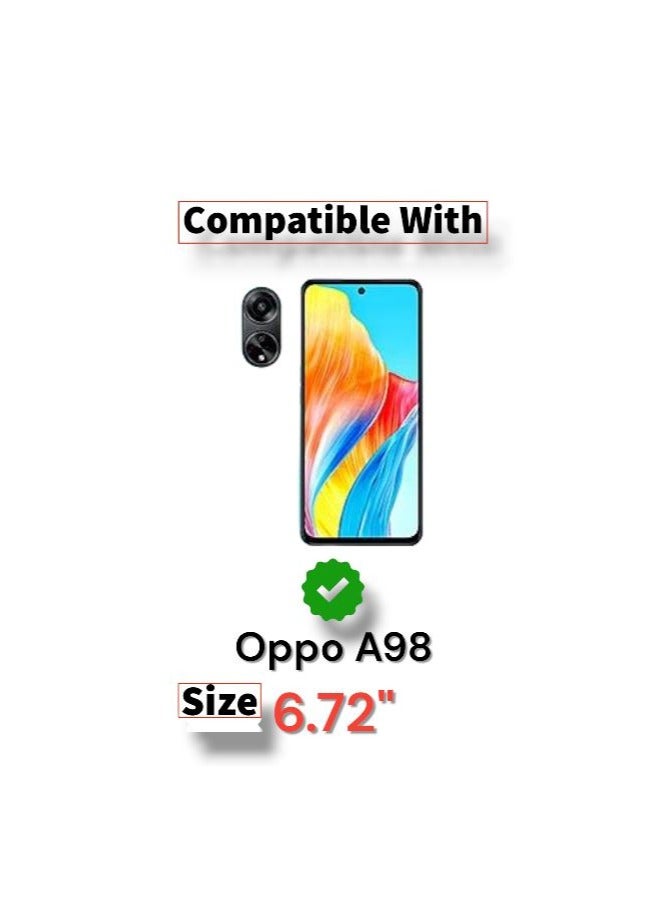 For Oppo A98 Two-line design Flip Leather Wallet Card Slot Case with Kickstand,Strap Magnetic Closure,Included Internal Tpu Silicone Case,Compatible with Oppo A98 (6.72'') (Black)  - Image 5