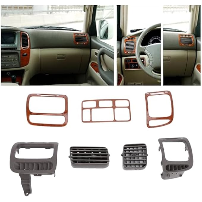 ريحني لوحة القيادة لمكيف هواء مخرج تهوية لسيارة LC100 1998 إلى 2007 دفع يساري من الجانب الأمامي مخرج هواء مكيف الهواء مع مجموعة الزينة المكثفة تهوية محسنة داخل - Image 3