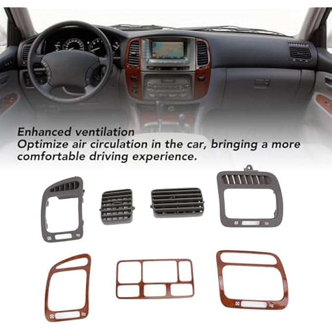 ريحني لوحة القيادة لمكيف هواء مخرج تهوية لسيارة LC100 1998 إلى 2007 دفع يساري من الجانب الأمامي مخرج هواء مكيف الهواء مع مجموعة الزينة المكثفة تهوية محسنة داخل - Image 5