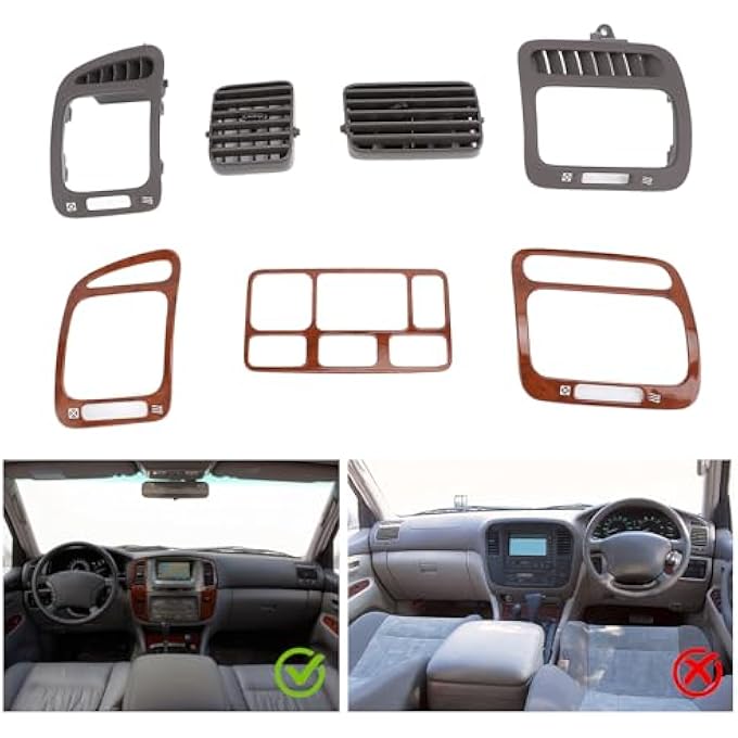 ريحني لوحة القيادة لمكيف هواء مخرج تهوية لسيارة LC100 1998 إلى 2007 دفع يساري من الجانب الأمامي مخرج هواء مكيف الهواء مع مجموعة الزينة المكثفة تهوية محسنة داخل - Image 4