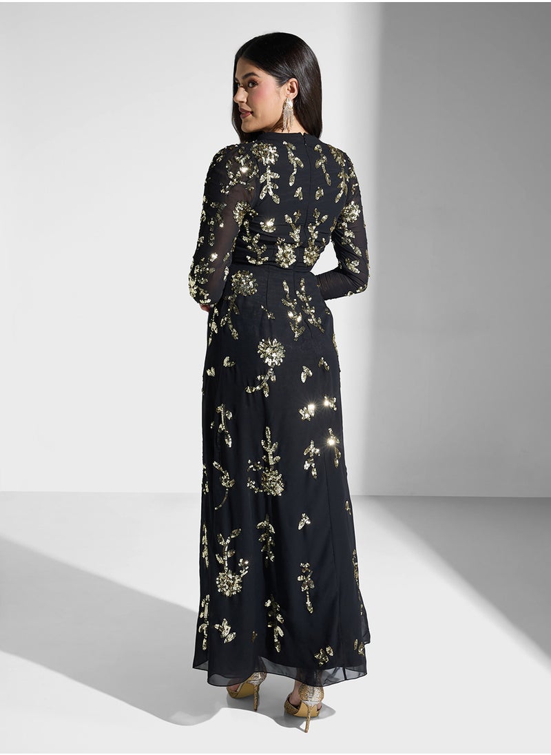Frock and Frill - Embellished Flower Neck Dress - Image 1