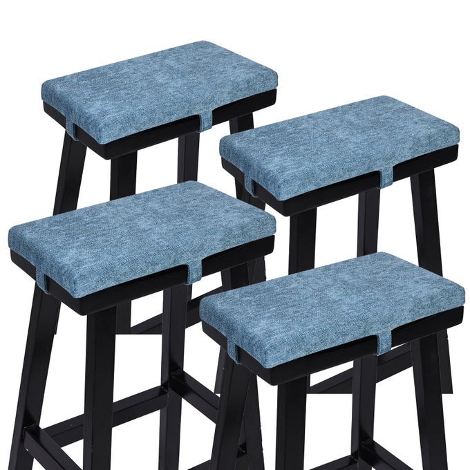 SET OF 4 RECTANGLE BENCH STOOL CUSHION NONSLIP SADDLE STOOL PADS BAR STOOL CUSHION WITH MACHINE WASHABLE COVER ONLY 4 PADS BLUE 18X95X15IN