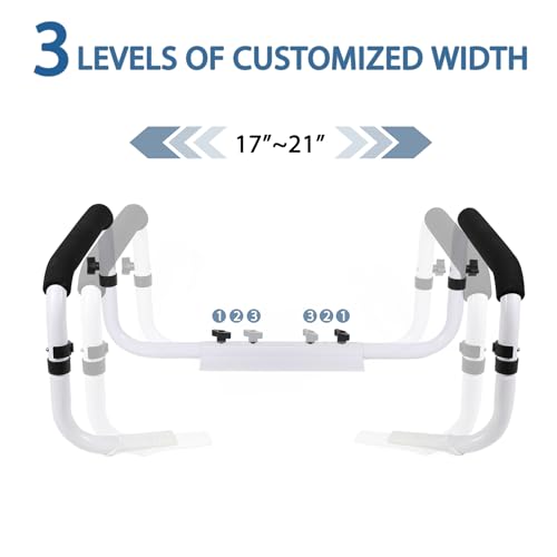henkoi Toilet Safety Rail Safety Frame for Toilet Seat Toilet Grab Bar with Adjustable Width for Seniors Supports 350lbs Black and White - Image 3