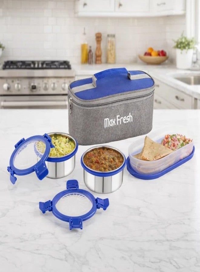 Maxfresh Stainless Steel Mealpro 3Pcs Lunch Box with Pouch Bag - Image 1