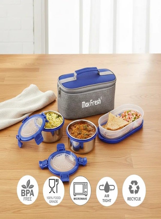 Maxfresh Stainless Steel Mealpro 3Pcs Lunch Box with Pouch Bag - Image 2