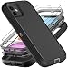 YKHJKLEC for iPhone 11 Case Military Grade 3 in 1 Heavy Duty ShockproofDrop ProofDust Proof Case with 2Pcs Tempered Glass Screen Protector BlackGrey - Image 2