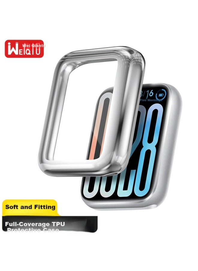 Wei Qiantu Weiqiantu Full Coverage Screen Protector Case For Xiaomi Mi Band 9 Pro, Hd Scratch-resistant And Drop-proof Smarch Case Film, Silver Edition - Image 1