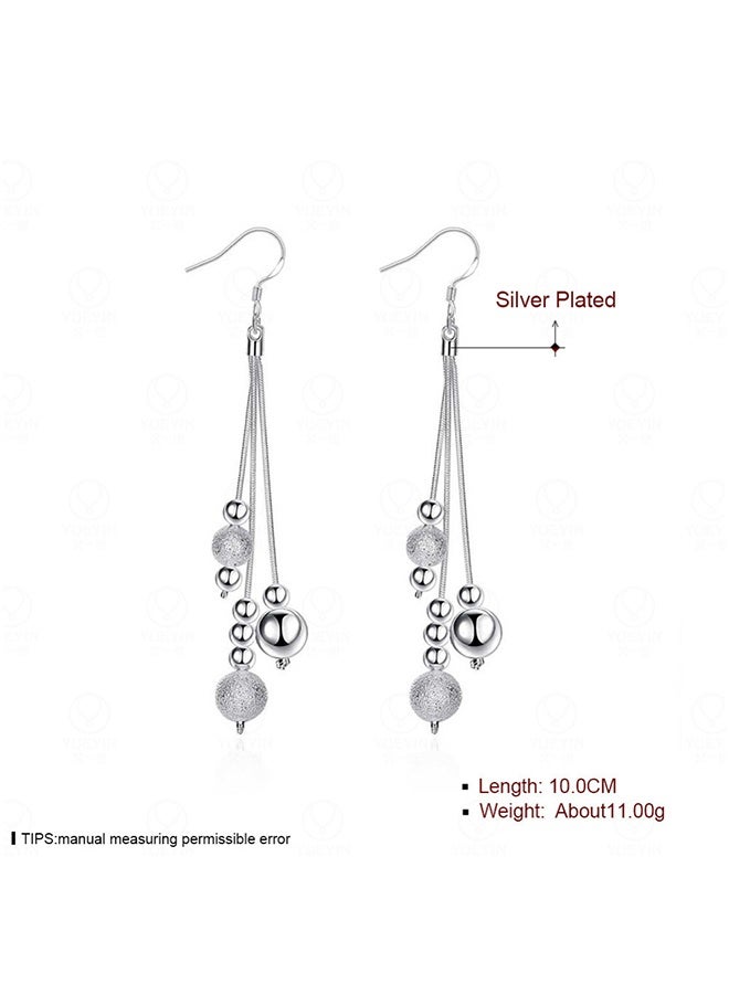 أقراط فضية أنيقة، أسلوب أنثوي متعدد الاستعماليات، أقراط شرابية ذات خرزة رملية، أقراط متفجرة على الطراز الأوروبي والأمريكي - Image 1