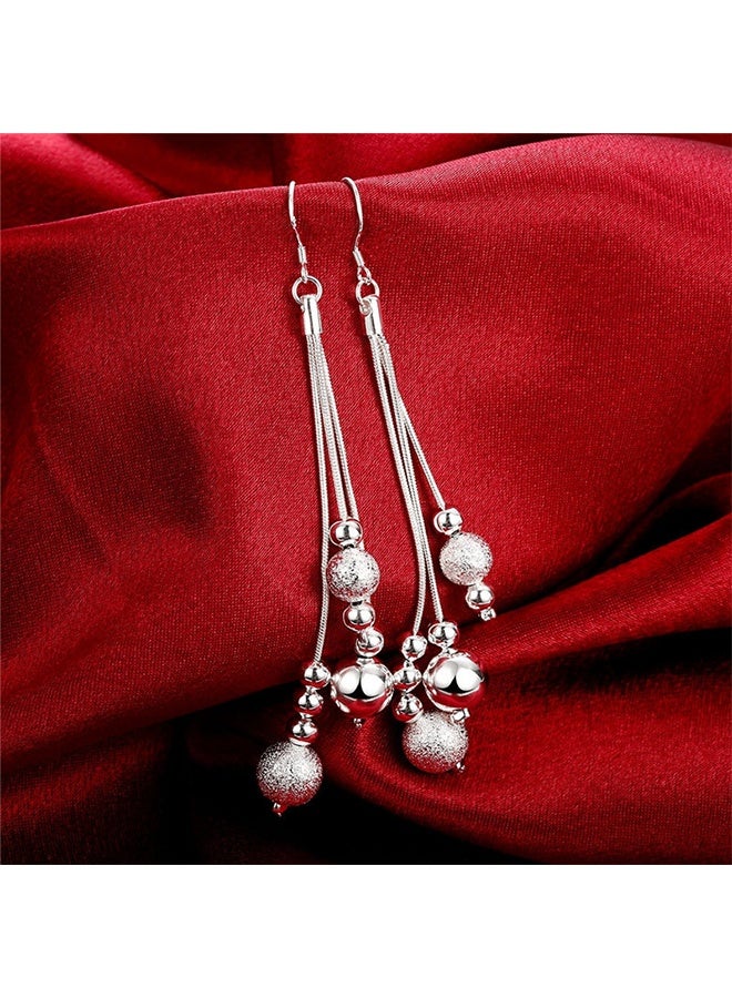 أقراط فضية أنيقة، أسلوب أنثوي متعدد الاستعماليات، أقراط شرابية ذات خرزة رملية، أقراط متفجرة على الطراز الأوروبي والأمريكي - Image 4