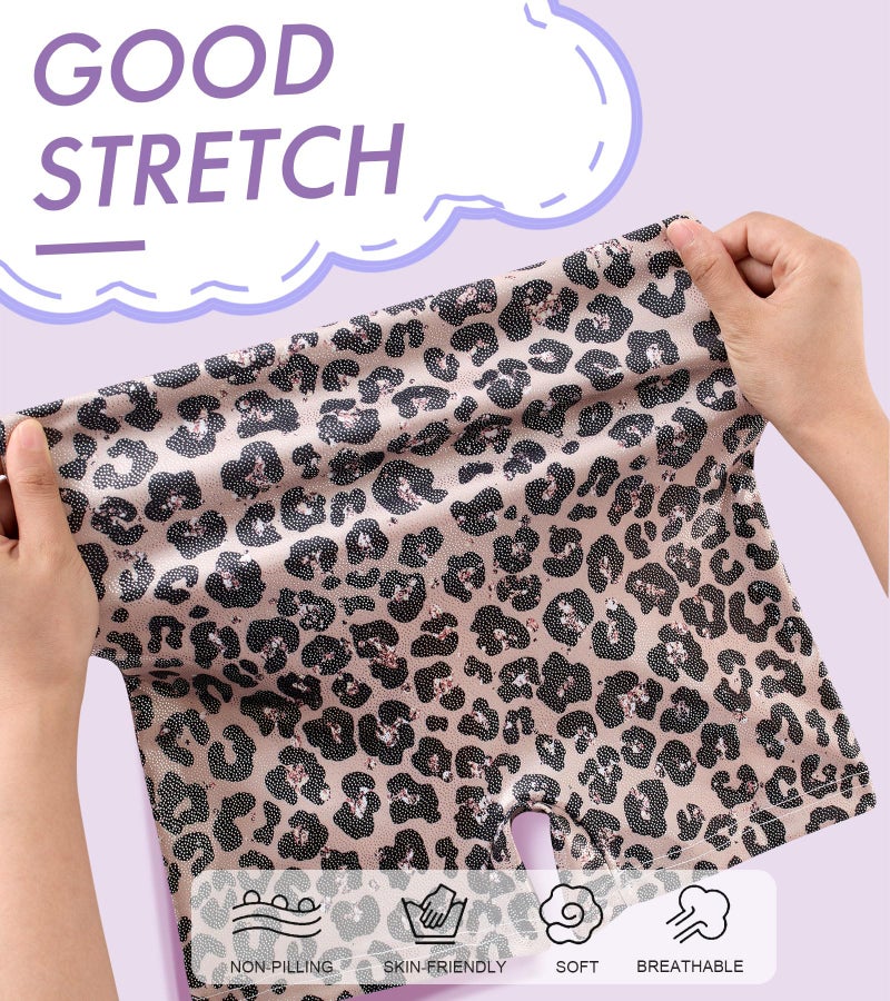 uideazone Size 5 6 Girls Gymnastics Leotards Kids Shiny Cool Ballet Unitards Quick Dry One-piece Cheetah Biketards Outfits with Shorts 5t - Image 5