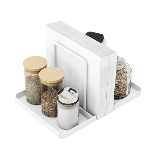 Audmore Napkin Holder for Table, Metal Napkin Holder with Salt and Pepper Shakers Caddy, Standing Paper Napkin Storage for Kitchen Dining Table Decor, White - Image 1