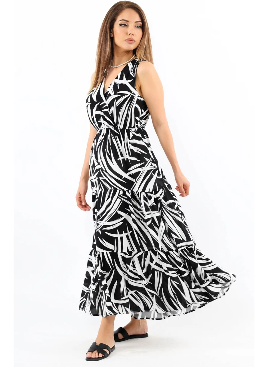 Ritnice Women's Santorini Black Viscose Dress with Elastic Waist