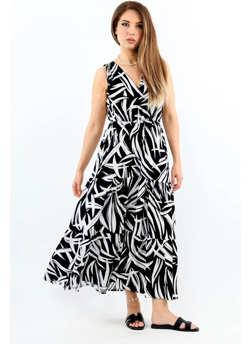 Ritnice Women's Santorini Black Viscose Dress with Elastic Waist